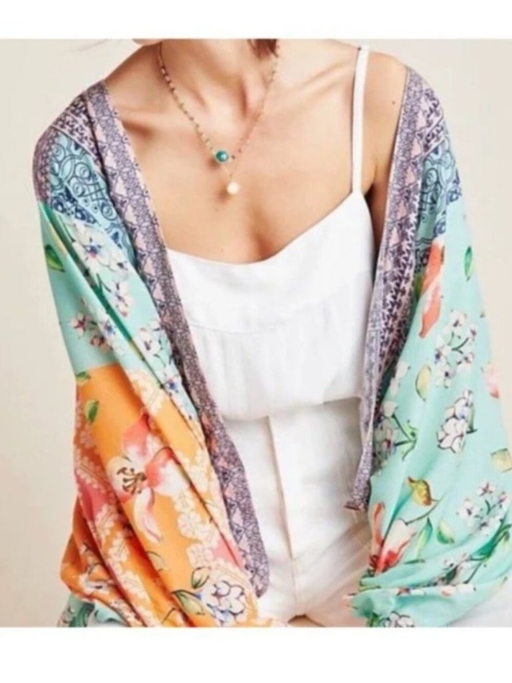 Anthropologie Dylan Bohemian Patchwork Cocoon Kimono Shrug Kimono Sz OS
